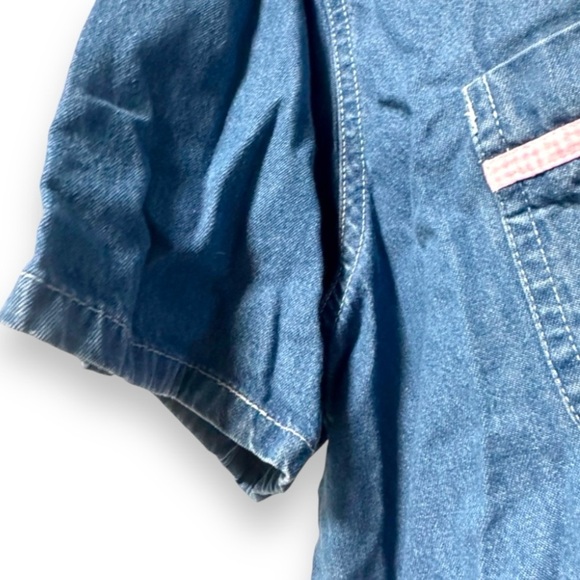 Vintage Bill Blass Flower Embroidered Chambray Short Sleeve Shirt Plus Size 2X - Picture 4 of 15